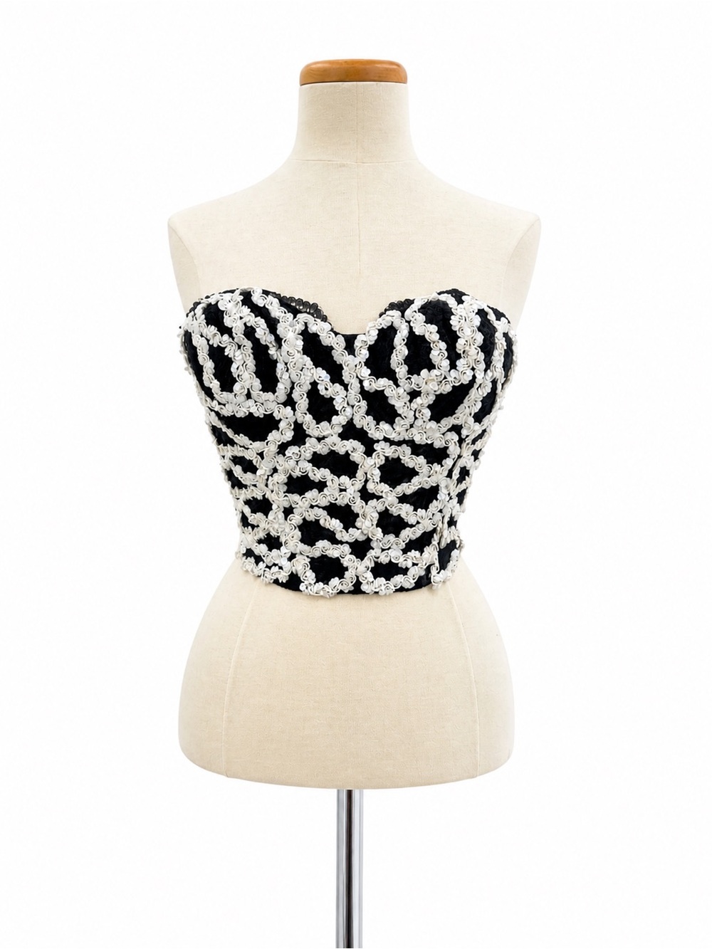 VTG Gelmart 34B (XS) Vintage Black Lace Corset Top Embellished Details vintage